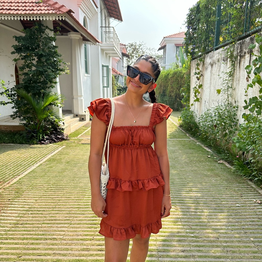 WeWoreWhat Ruffled Dress in Rust